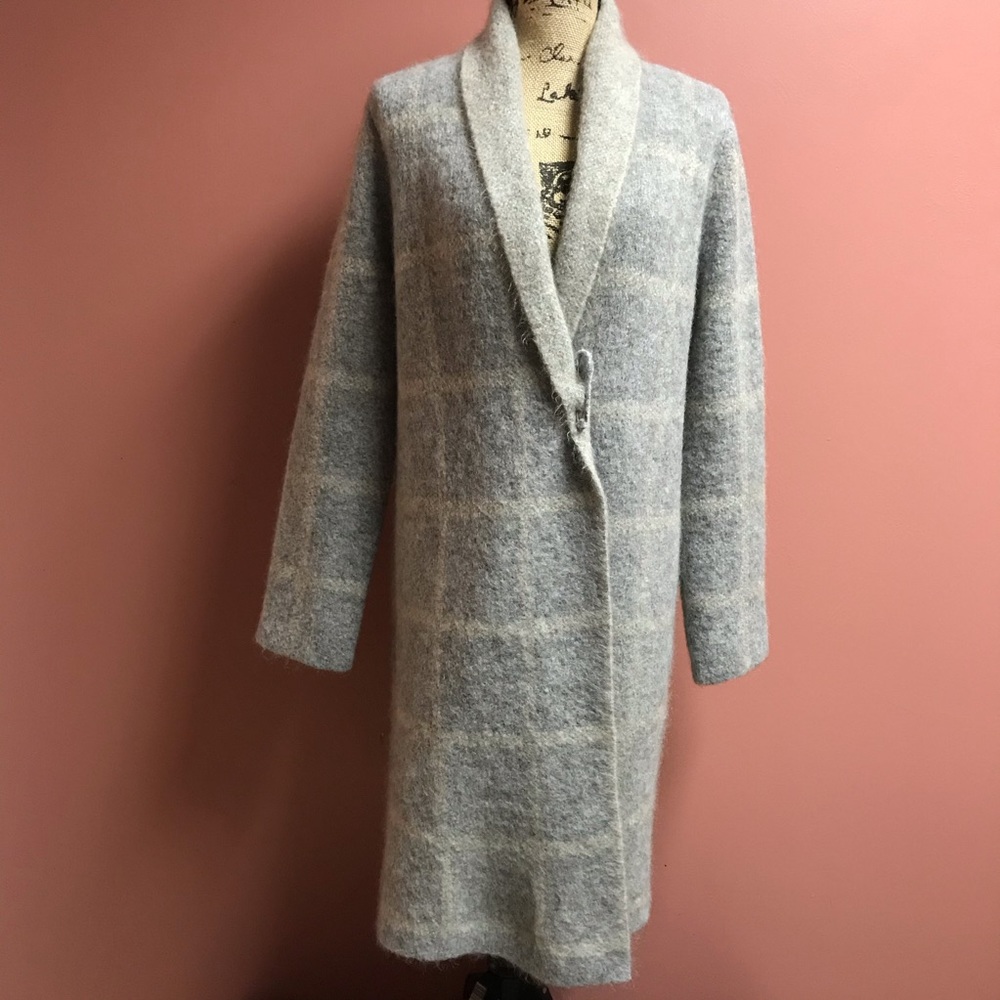 Eileen Fisher Windowpane Kimono Style Cardigan